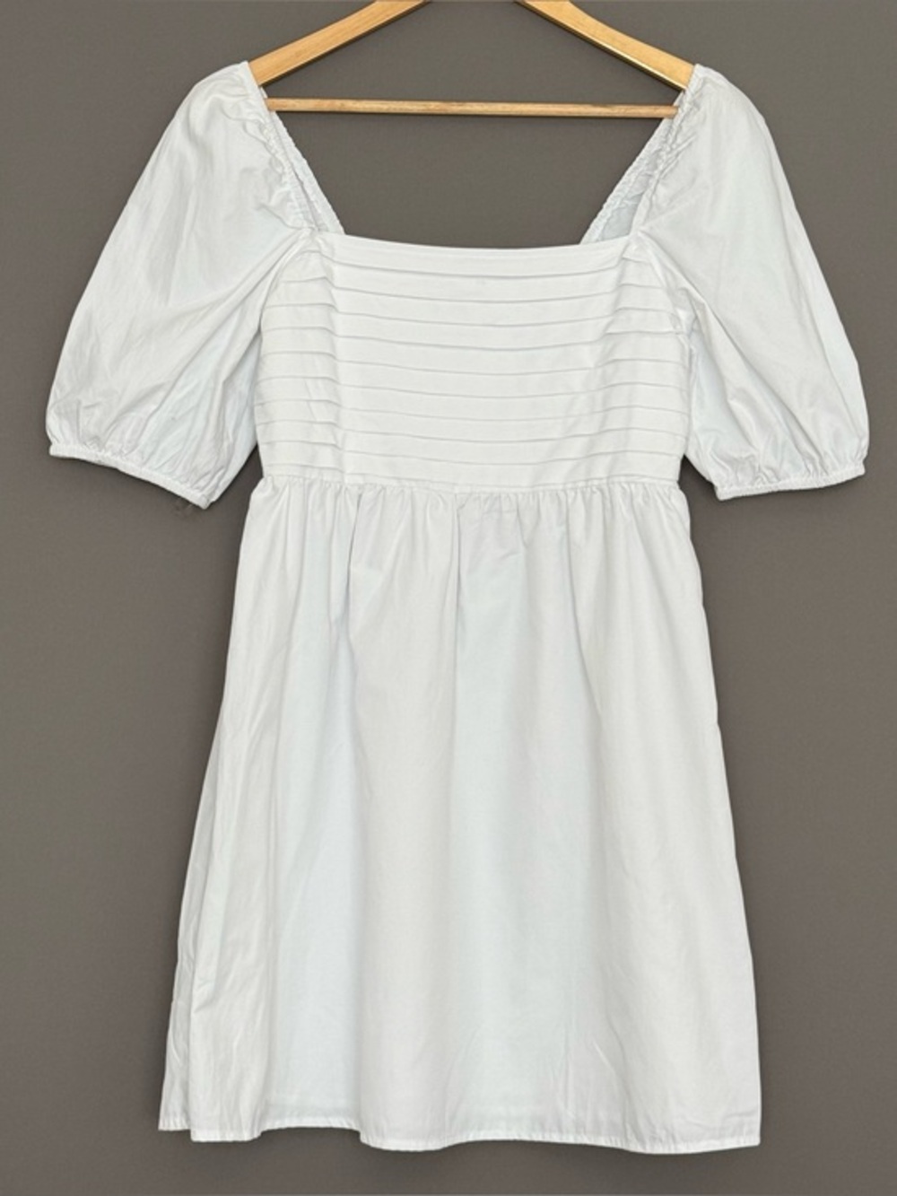 Altar’d State White Pintuck Puff Sleeve Babydoll Mini Dress Prairie Medium